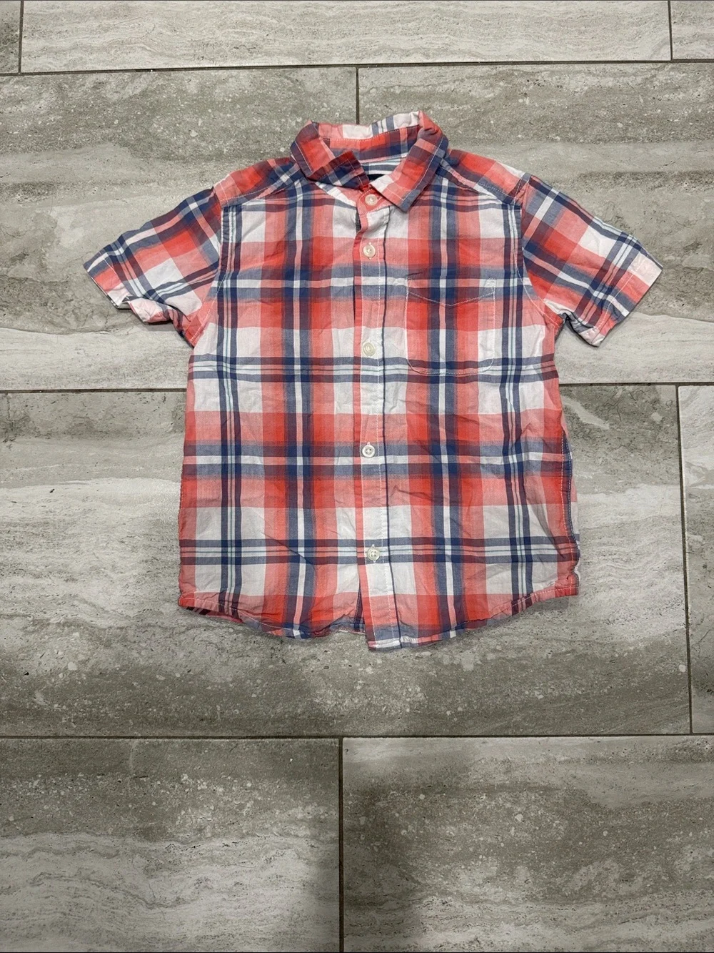 The Children's Place Red & Blue Plaid Short-Sleeve Button-Down Shirt